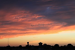 日落,景觀,太陽