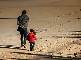 海灘,冬天,父親