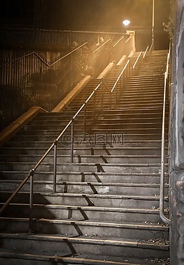 樓梯,黑暗,夜
