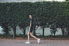人,女子,走