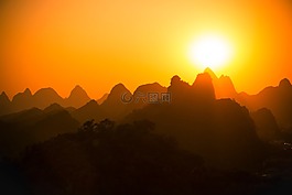自然,山,日落