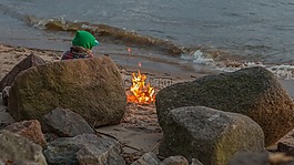 火,海灘,易北河