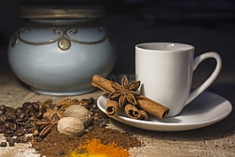 咖啡杯,杯,香料