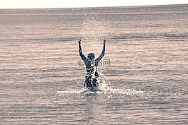 海,女子,海灘