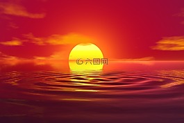 日落,海洋,自然