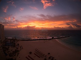 日落,天空,海灘