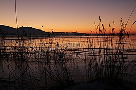 湖,冬天,晚上