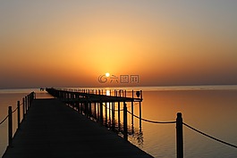 日出,埃及,海