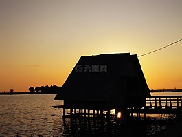 日落,黃昏,天空