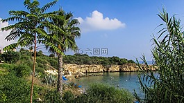 海滩,悬崖,malamas海滩