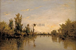 查爾斯 · daubigny,畫(huà),布面油畫(huà)