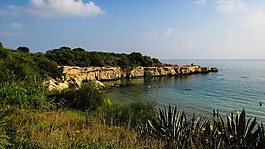 海滩,悬崖,malamas海滩