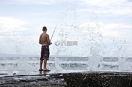 噴霧,水,海
