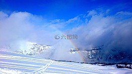 彩虹,冬天,雪
