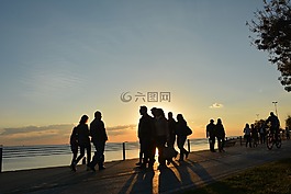 人,日落,側(cè)影
