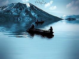 山,湖,水