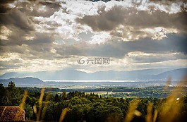 湖,晚間,天氣