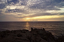 日落,黃昏,水域