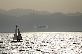 撒丁島,海,帆船