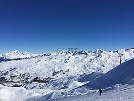 滑雪,山,冬天