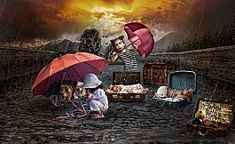 風(fēng)暴,雨,兒童