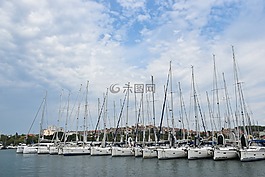 游艇,海,帆船