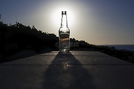 日落,瓶,啤酒