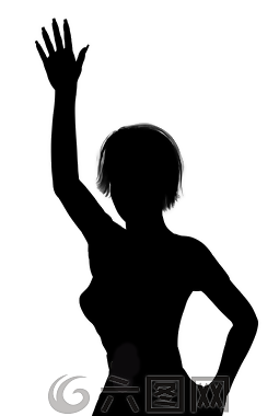 剪影,波,女子