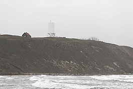 小山,海岸,水