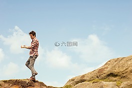 自然,景觀,男子