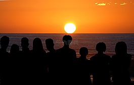 海,個人,日落