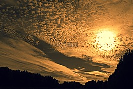 日落,晚上,傍晚的天空