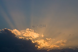 lightbeams,云,陽光