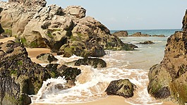 巖,波,海灘