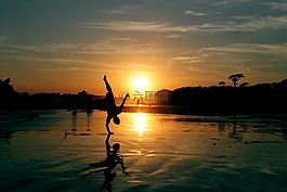 海灘,日落,太陽(yáng)