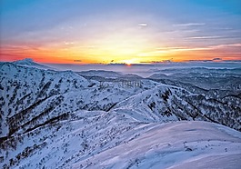山脈,雪,日出