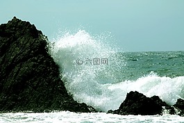波,海,自然