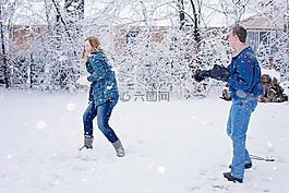 打雪仗,冬天,雪