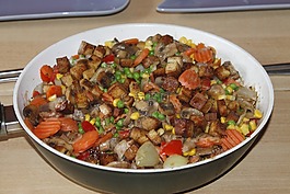 豆腐,炒行动,蔬菜
