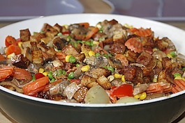 豆腐,炒行动,蔬菜