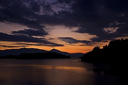 日落,海,自然