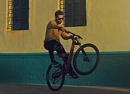 人,男子,自行車