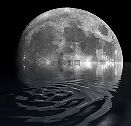 月亮,反思,水
