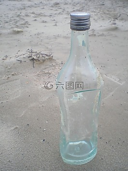 瓶,海,海灘