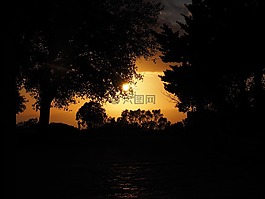 日落,通過,太陽