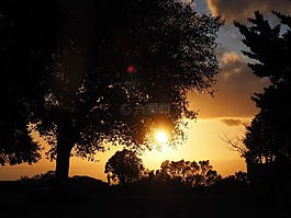 日落,通過,太陽