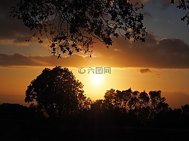 日落,通過,太陽