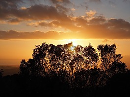 日落,通過,太陽