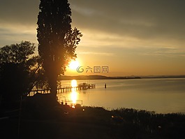 日落,博登湖,鏡像