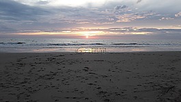 日落,海,海灘